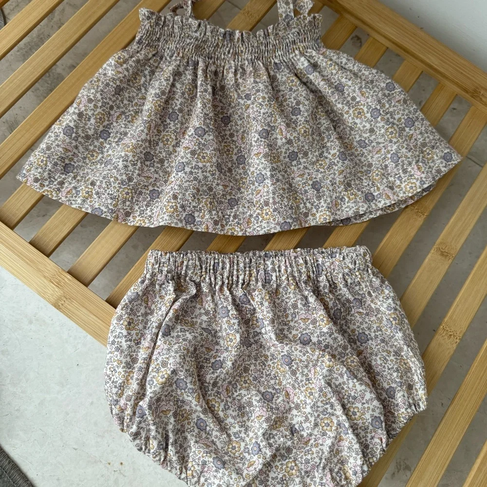 Teddy & Minou Floral Kids Dress and Bloomers Set